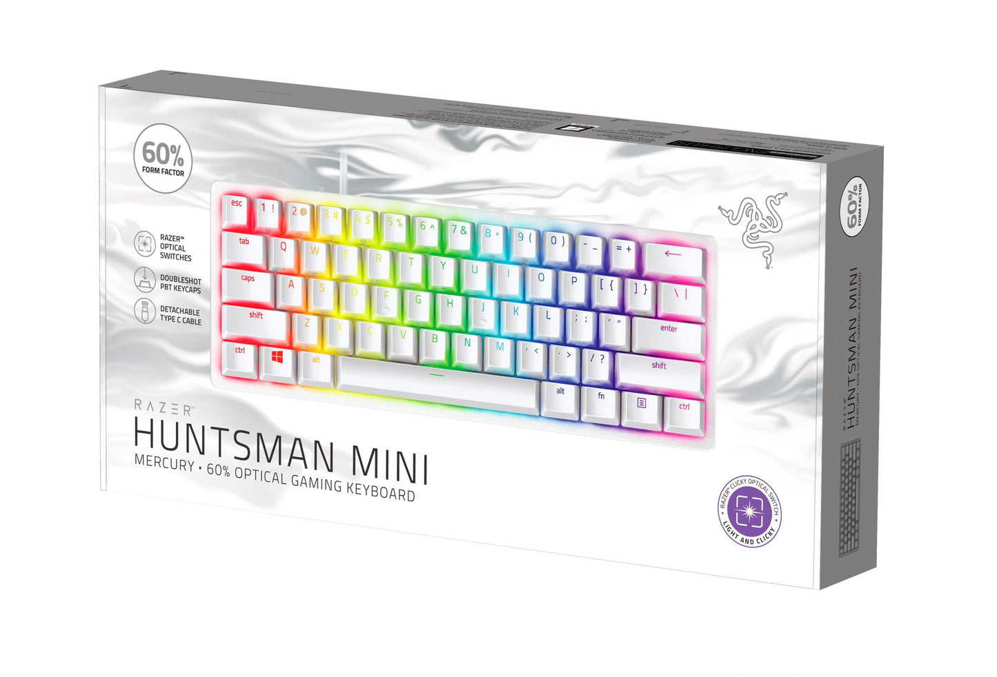 Teclado Gamer Razer Huntsman Mini Switches Rojos Ingles Blanco – imagen 2