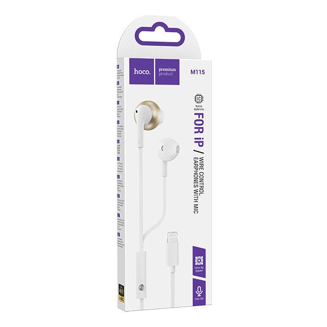 Audífonos In Ear Hoco M115 Para Lightning 1,2 Metros Blanco – imagen 3