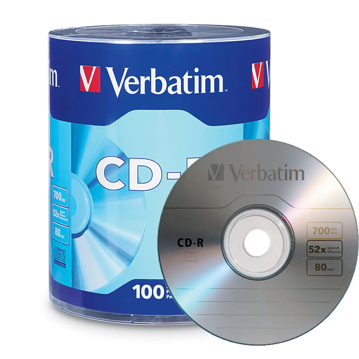 CD-R Verbatim 52x 700MB 80 min Pack 100 Unidades