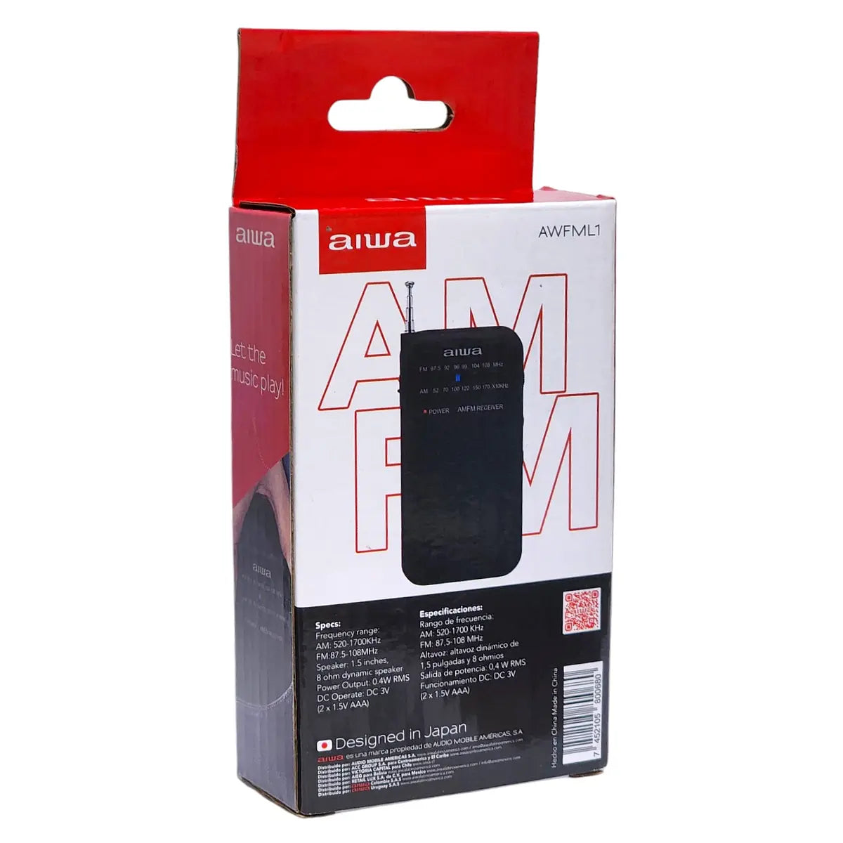 Radio Portatil Aiwa A Pilas Am fm Aw-fml1 Negro – imagen 3