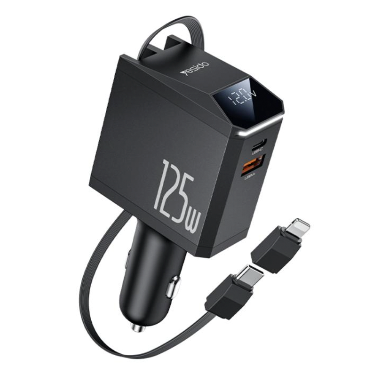 Cargador Carga Rapida Yesido Y71 3 en 1 de 125w + Cable Tipo C Negro