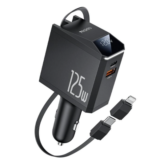 Cargador Carga Rapida Yesido Y71 3 en 1 de 125w + Cable Tipo C Negro