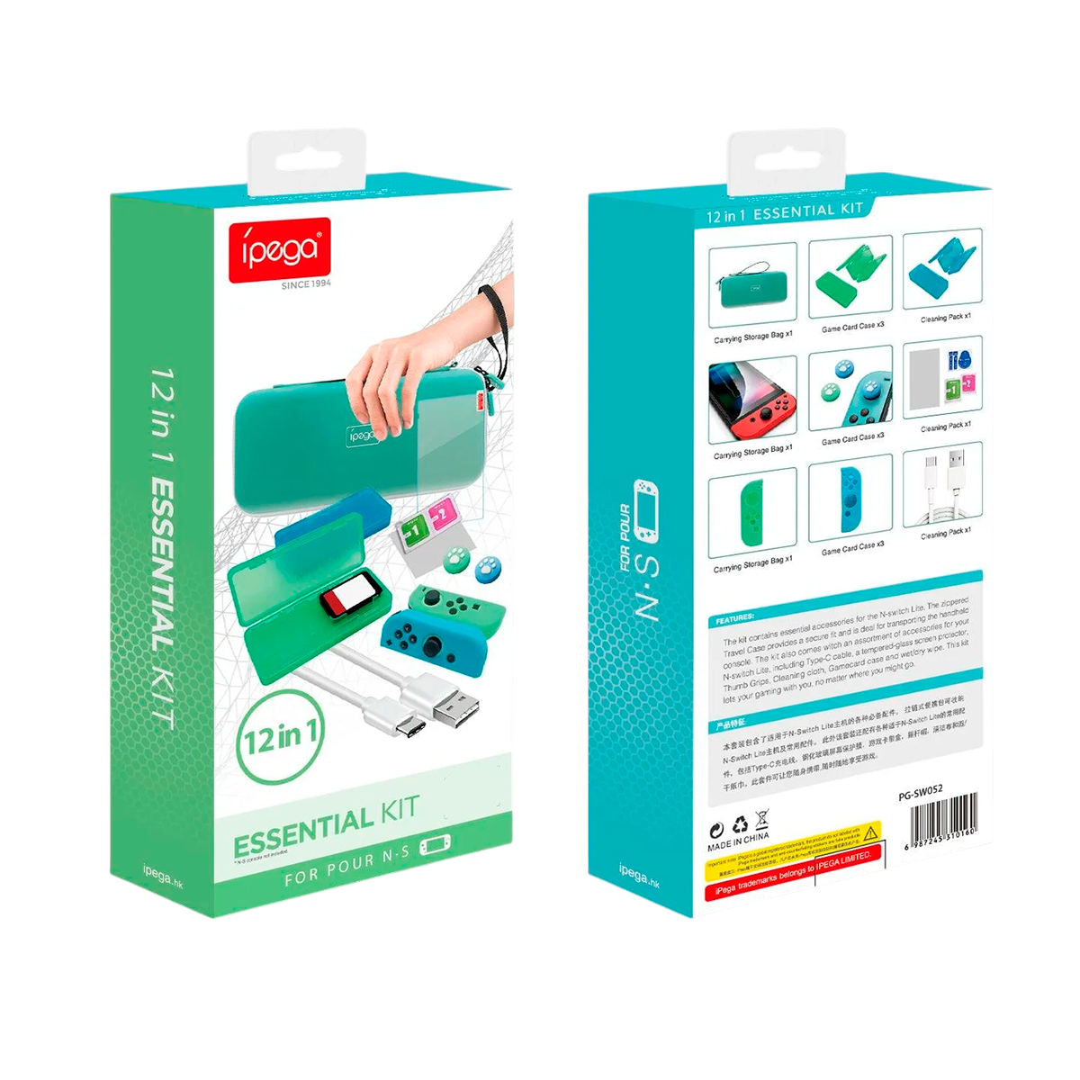 Kit 12 en 1 Con Funda Para Nintendo Switch Ipega Pg-sw052 Verde