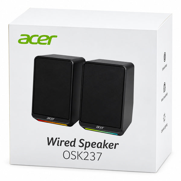 Parlantes PC Acer OSK237 Estéreo 2.0 USB + Jack 3.5 mm Negro