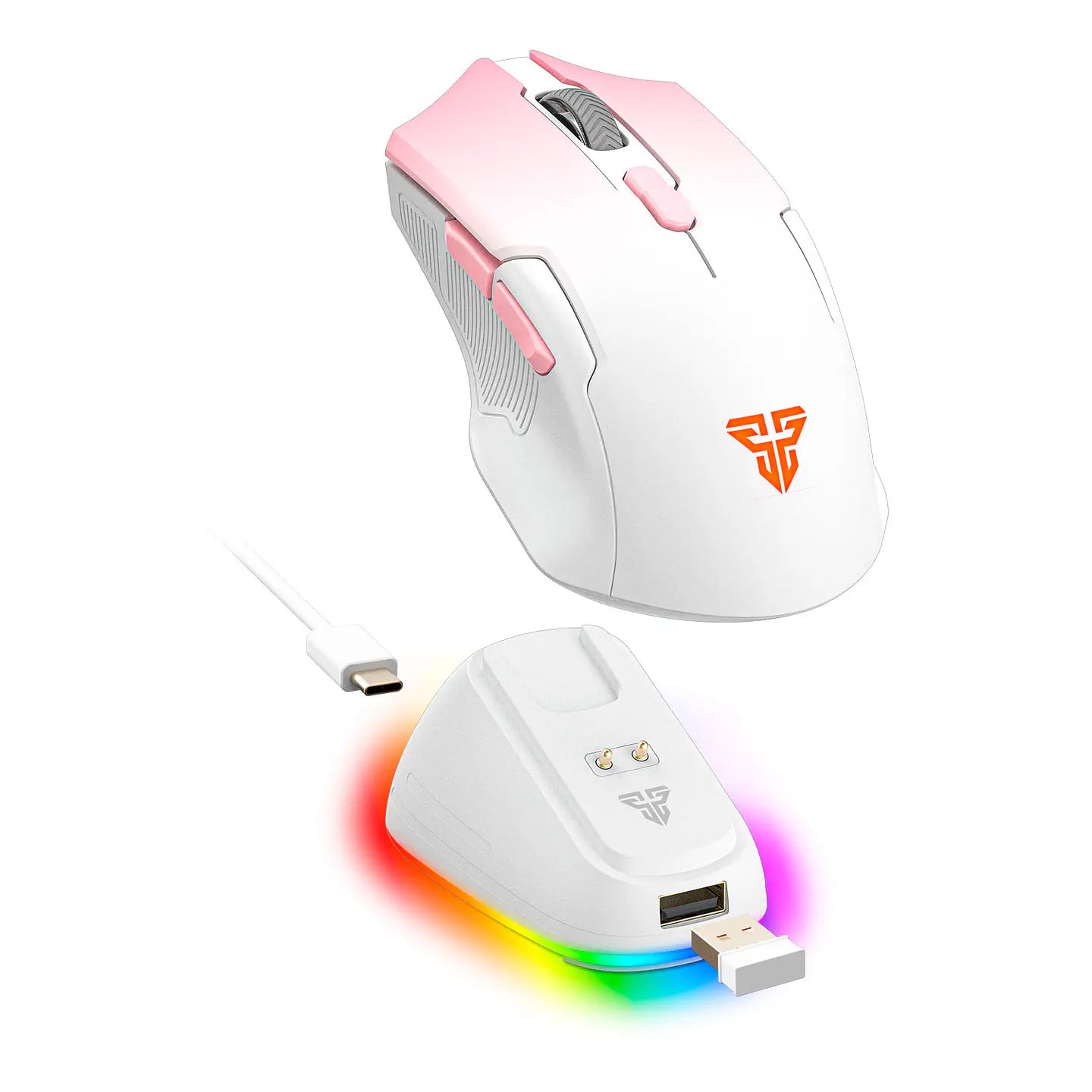 Mouse Gamer Inalámbrico Fantech Wg11v2rd Cruiser II + Dock Carga Rosa