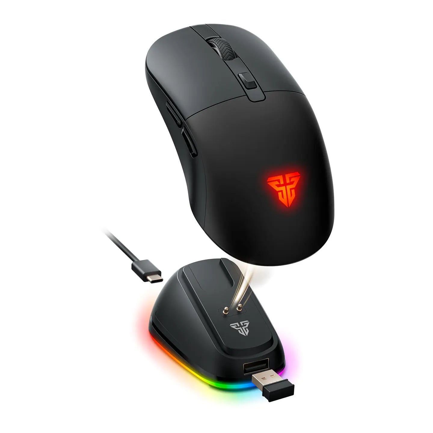 Mouse Gamer Inalámbrico Fantech Wg9rd Kanata + Dock Carga Negro
