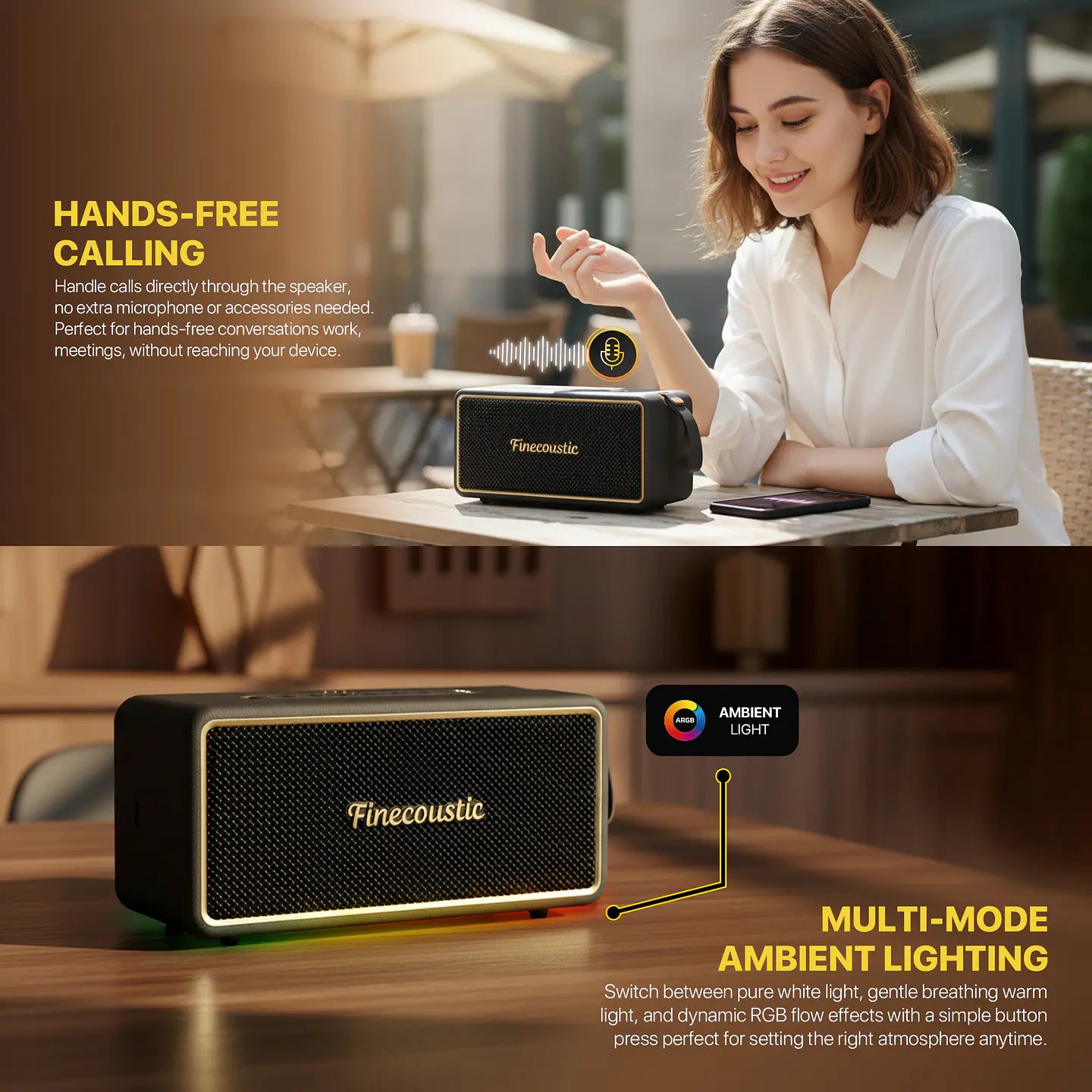 Parlante Bluetooth Fantech Fbs2 Finecoustic Hako Nomad L 65w Hifi Negro – imagen 3