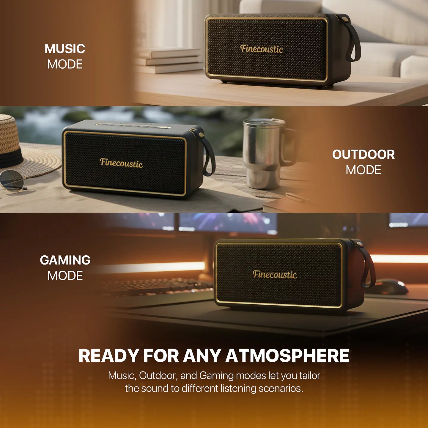 Parlante Bluetooth Fantech Fbs2 Finecoustic Hako Nomad L 65w Hifi Negro – imagen 2