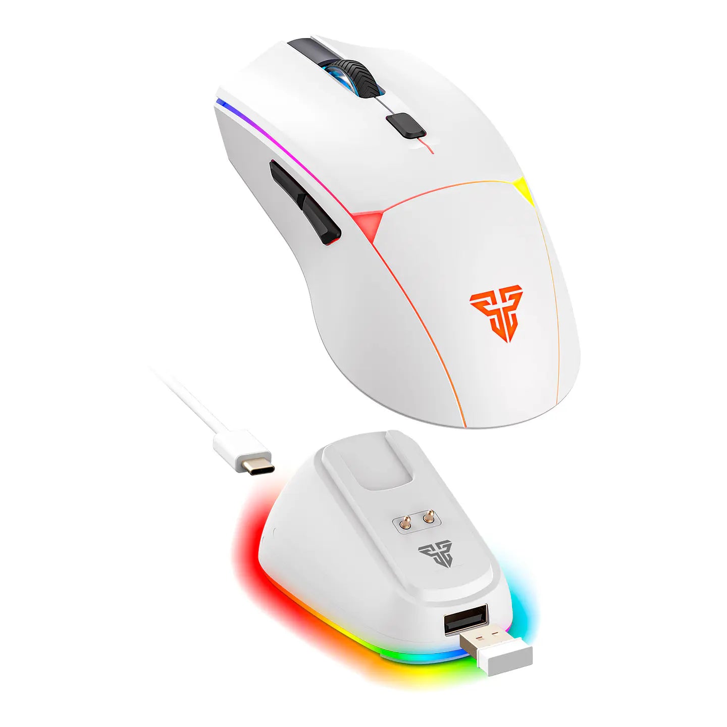 Mouse Gamer Inalámbrico Fantech Wg7v2rd Crypto II + Dock Carga Blanco