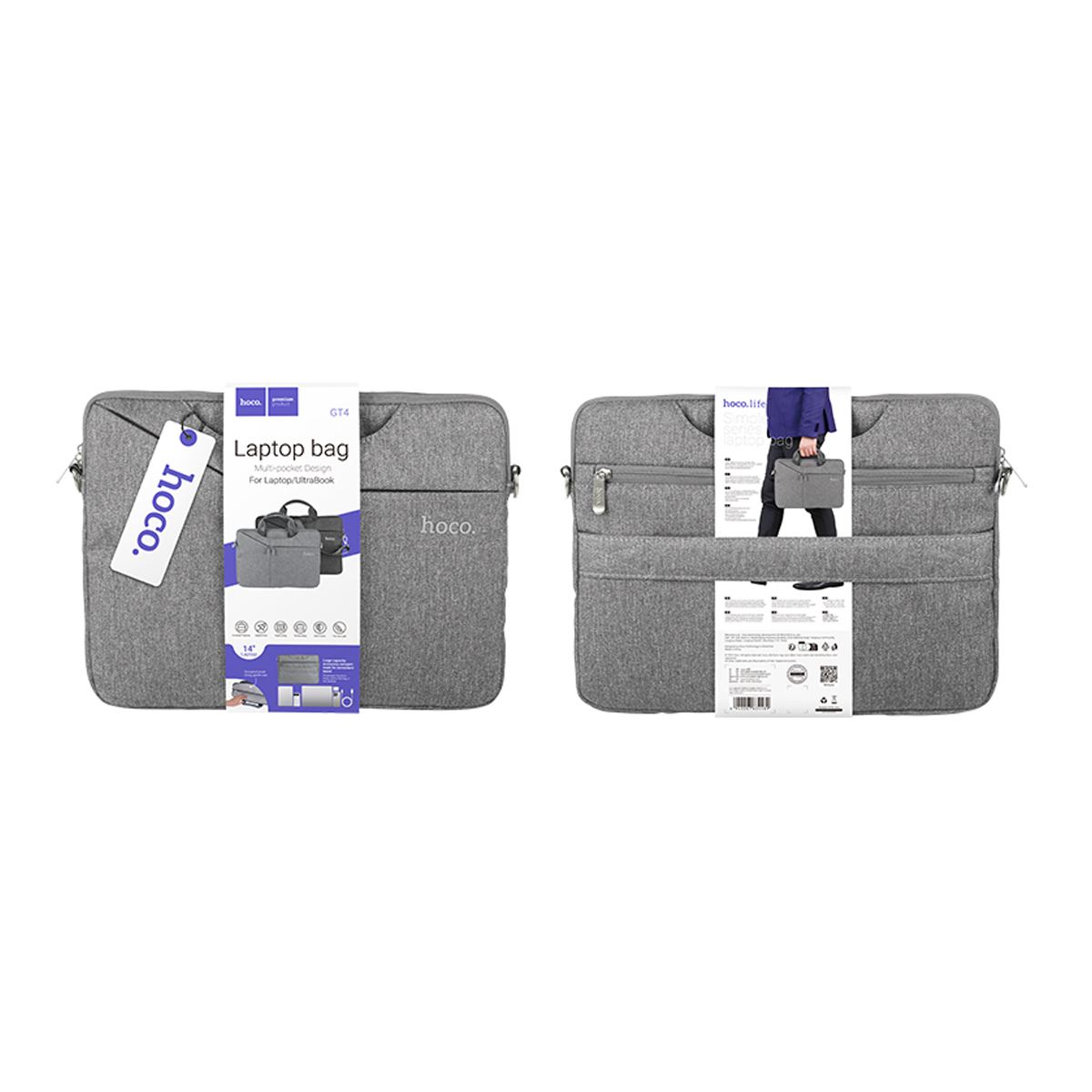 Bolso Notebook 14 Pulgadas Hoco Gt4 Gris Claro – imagen 3