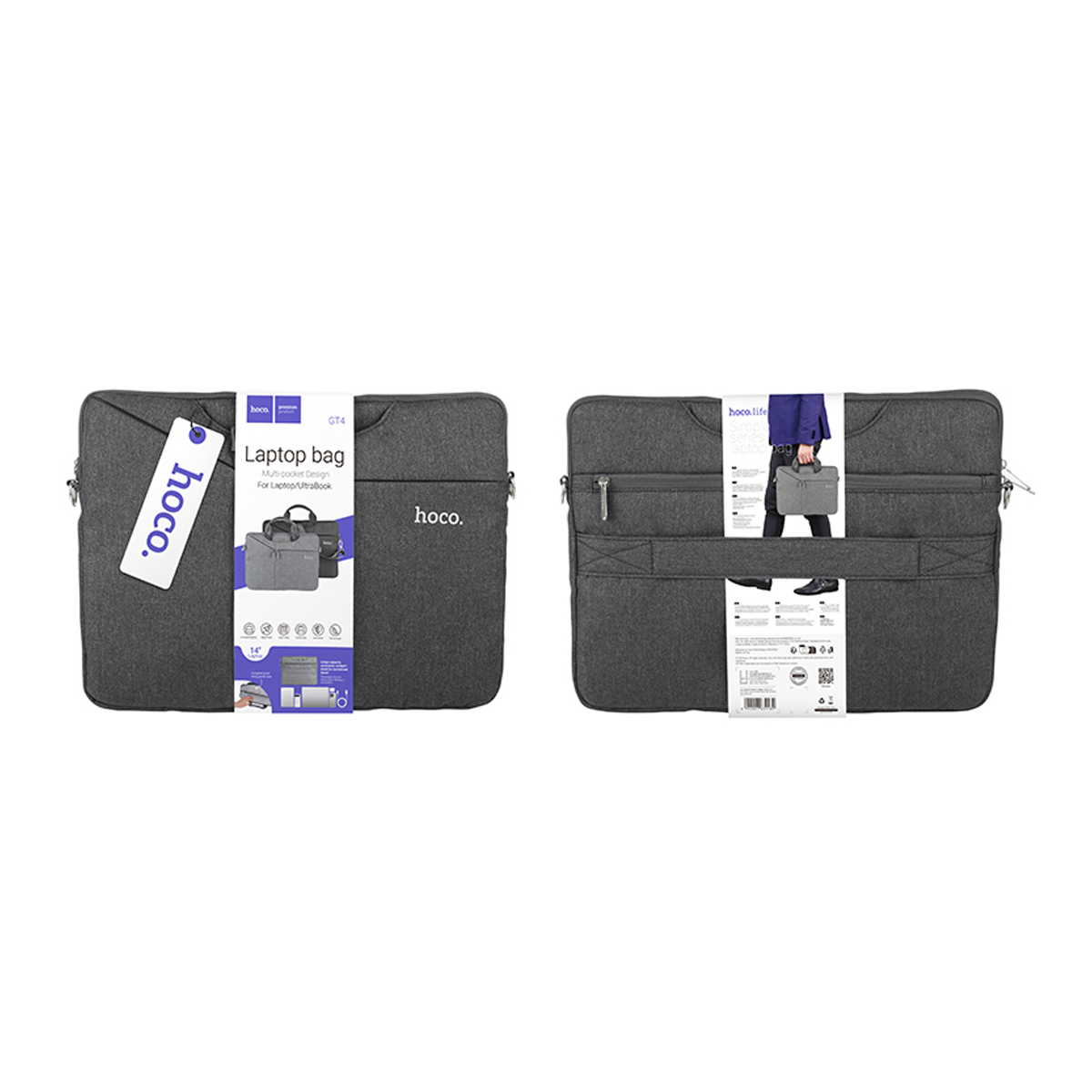 Bolso Notebook 14 Pulgadas Hoco Gt4 Gris Oscuro – imagen 2