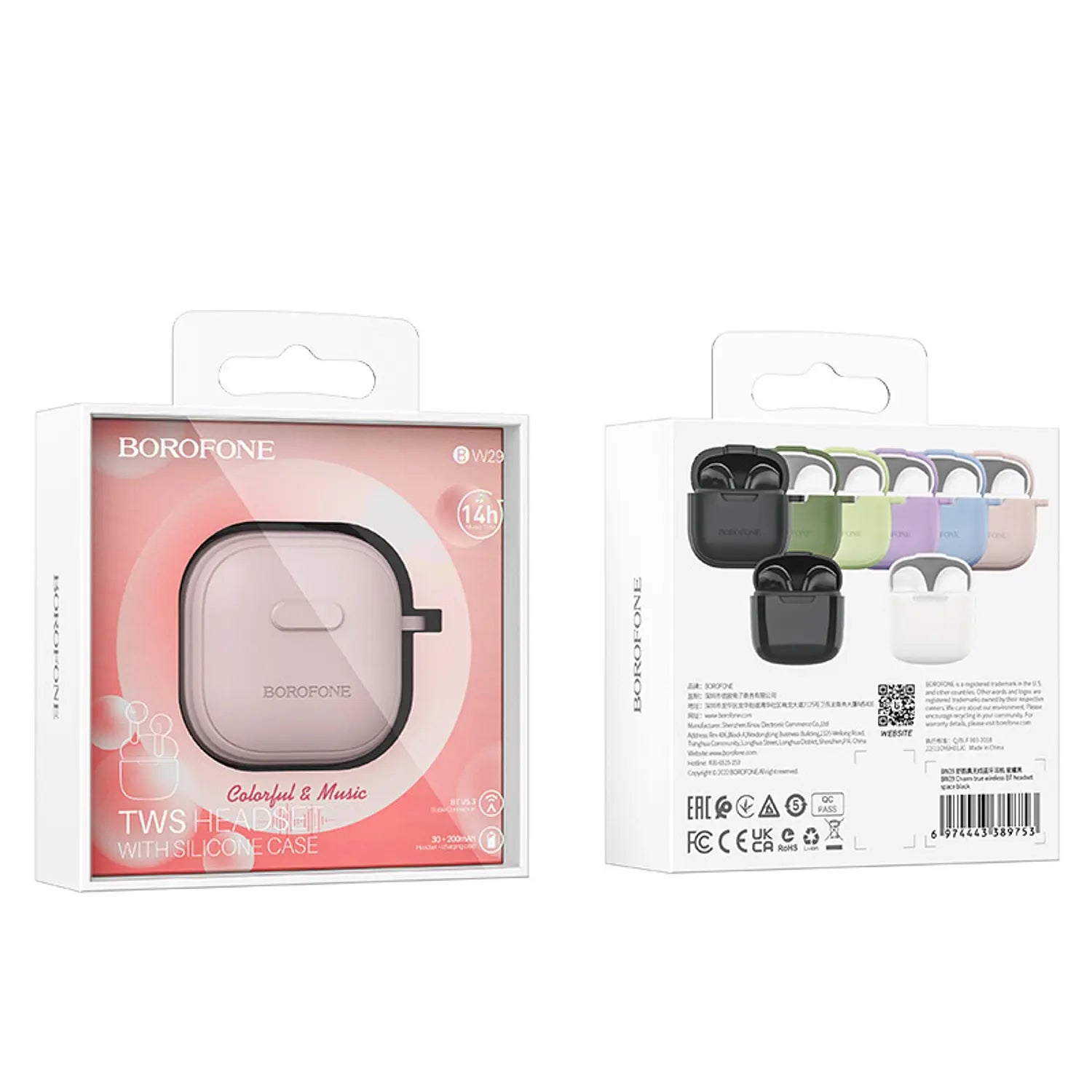 Audífonos In Ear Bluetooth Borofone Bw29 Rosado – imagen 2