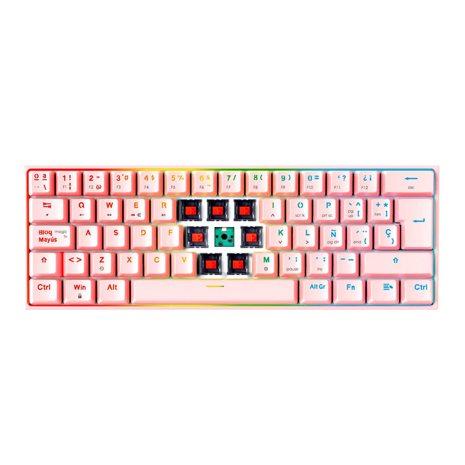 Teclado Gamer Mecanico Fantech Maxfit Mk857 60% Rgb Red Rosado – imagen 2