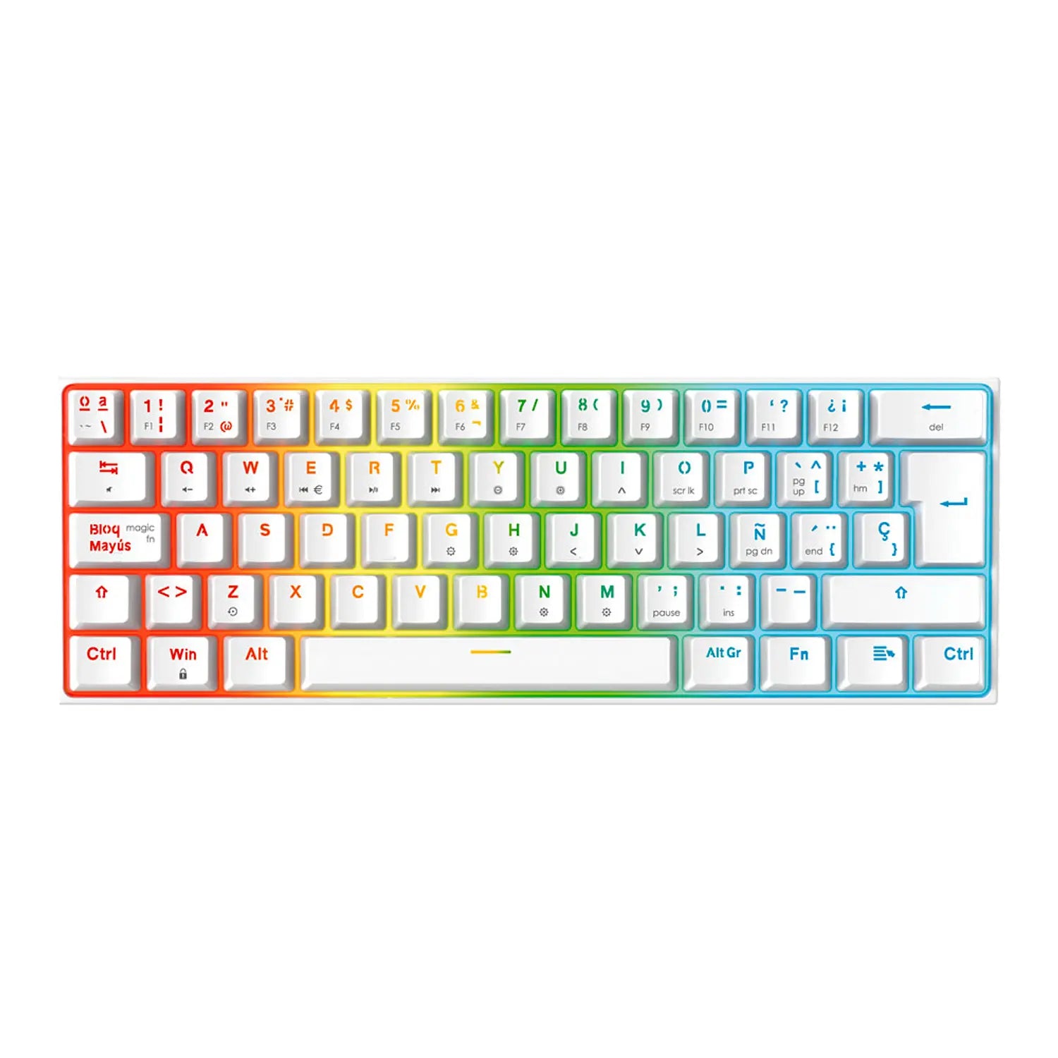 Teclado Gamer Mecanico Fantech Maxfit Mk857 60% Rgb Red Blanco