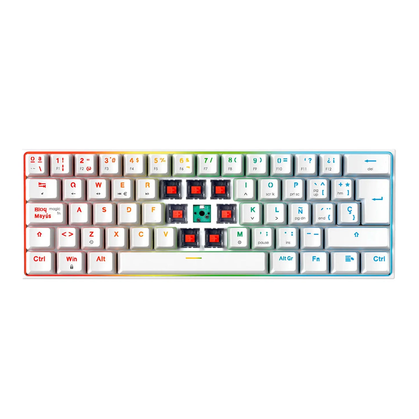 Teclado Gamer Mecanico Fantech Maxfit Mk857 60% Rgb Red Blanco – imagen 3