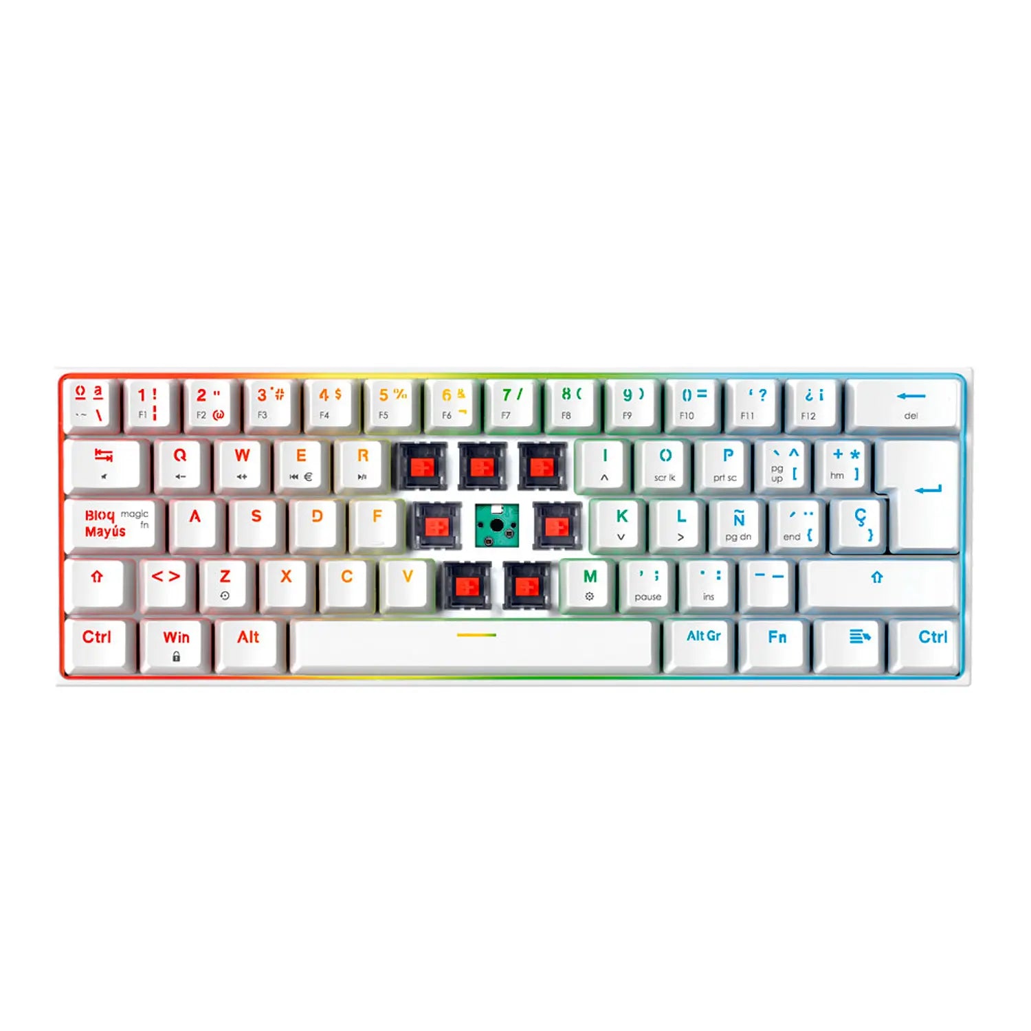 Teclado Gamer Mecanico Fantech Maxfit Mk857 60% Rgb Red Blanco – imagen 3