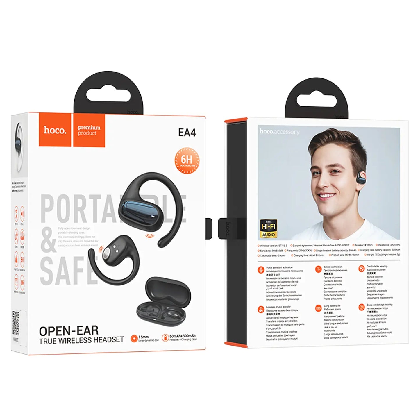 Audífonos Bluetooth In Ear Gancho Hoco Ea4 Cloud Negro – imagen 3