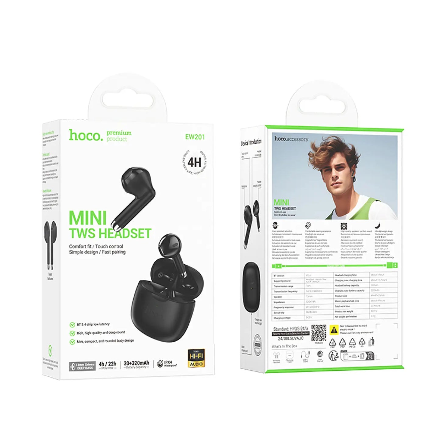 Audífonos In Ear Bluetooth Mini Hoco Ew201 Negro – imagen 2