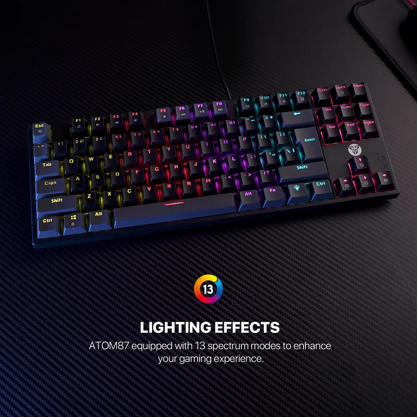 Teclado Gamer Mecanico Fantech Atom87 Rgb Usa Mk876v2 Blue Negro – imagen 3