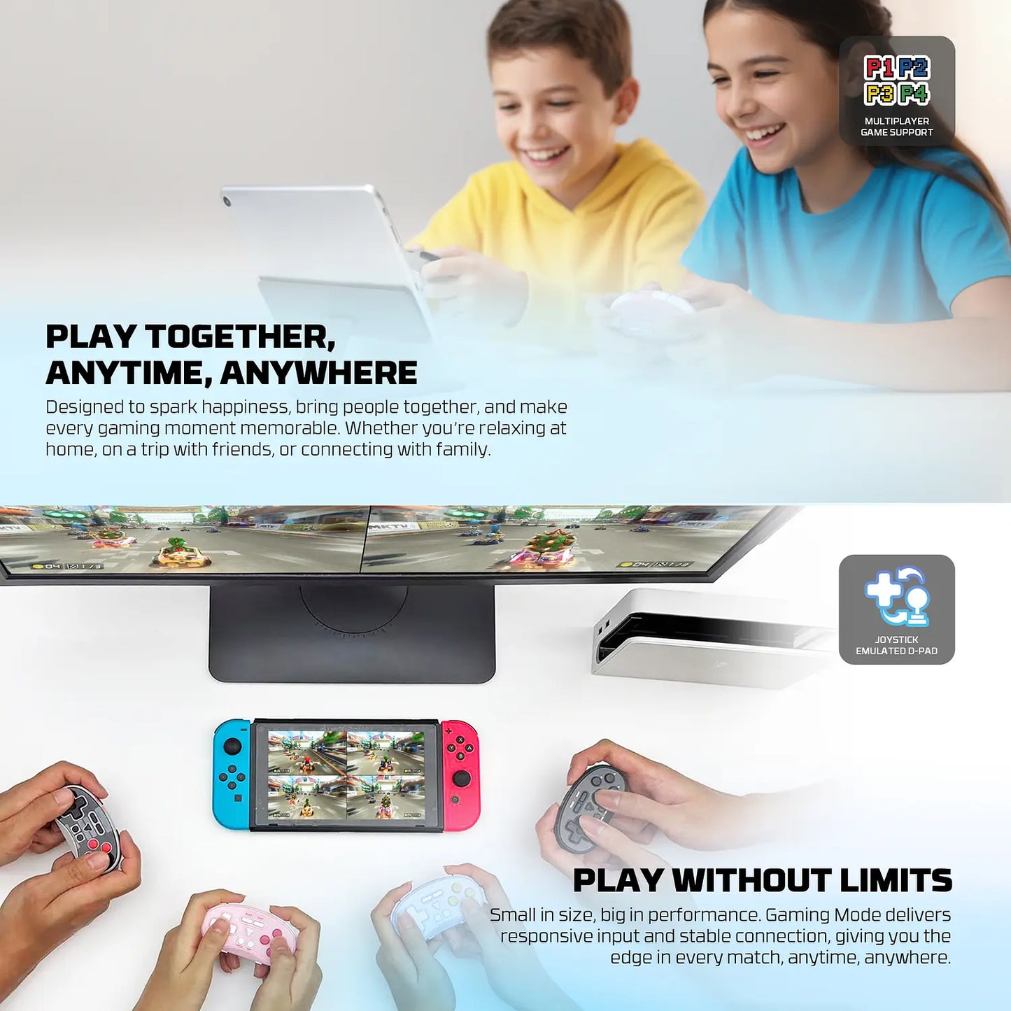 Control Inalambrico Fantech Wgp17 Eos Mini Para Nintendo Switch Gris – imagen 2