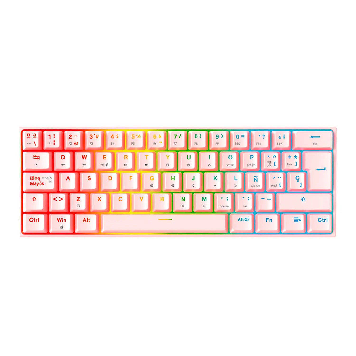 Teclado Gamer Mecanico Fantech Maxfit Mk857 60% Rgb Red Rosado