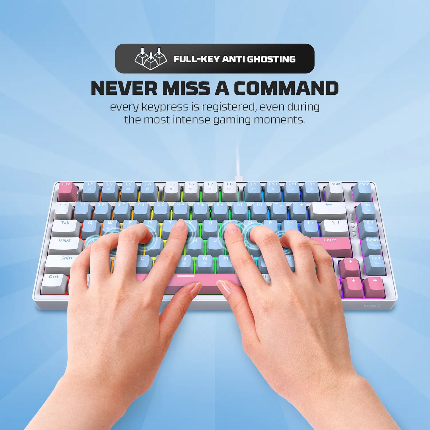 Teclado Gamer Mecanico Fantech Atom X83 Mk612 Ame Blue Switch Taro – imagen 2