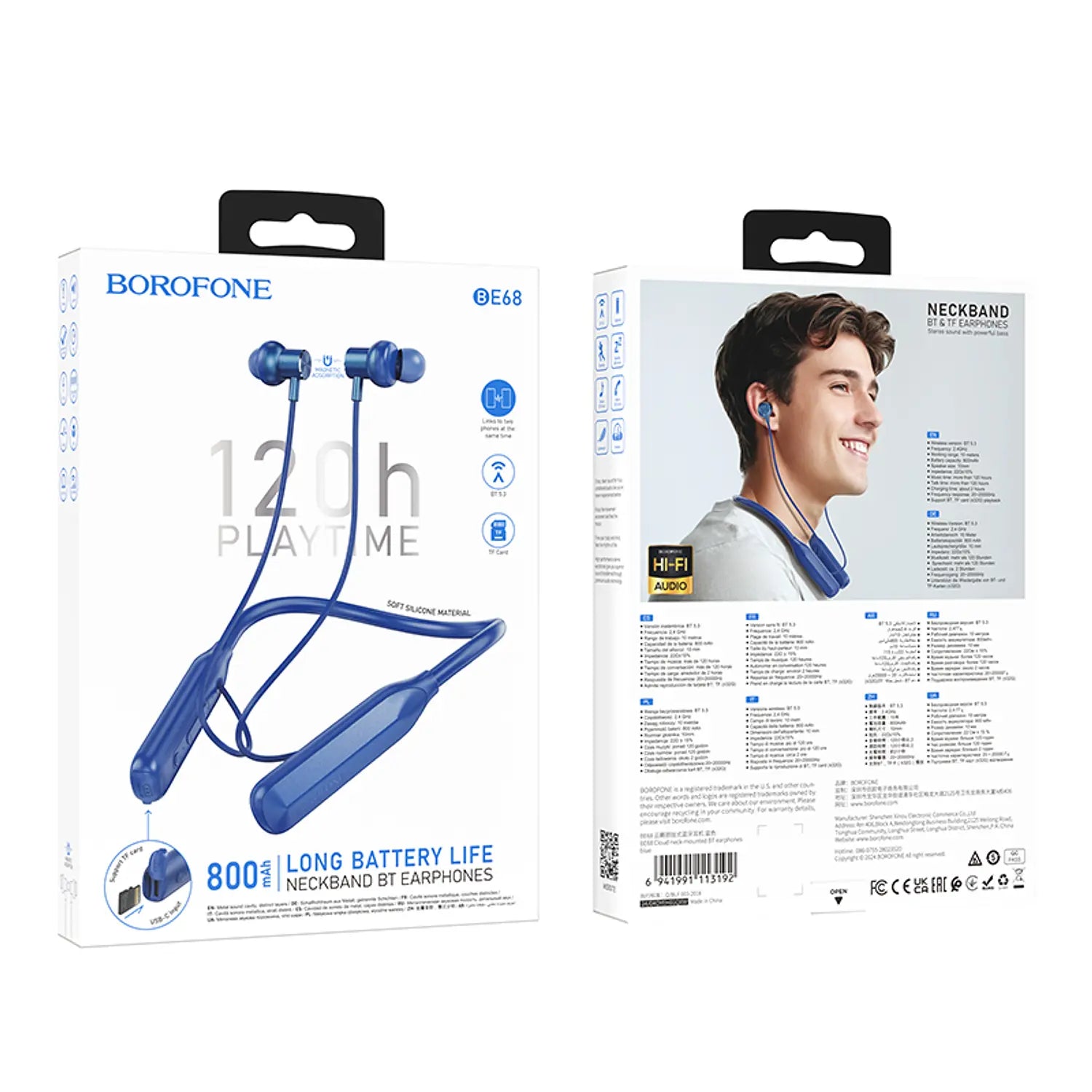 Audífonos Bluetooth In Ear Borofone Be68 Cloud Azul – imagen 2