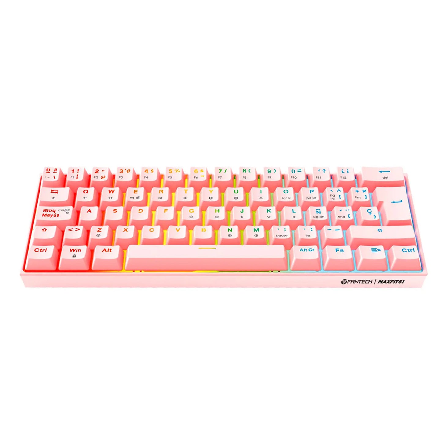 Teclado Gamer Mecanico Fantech Maxfit Mk857 60% Rgb Red Rosado – imagen 3