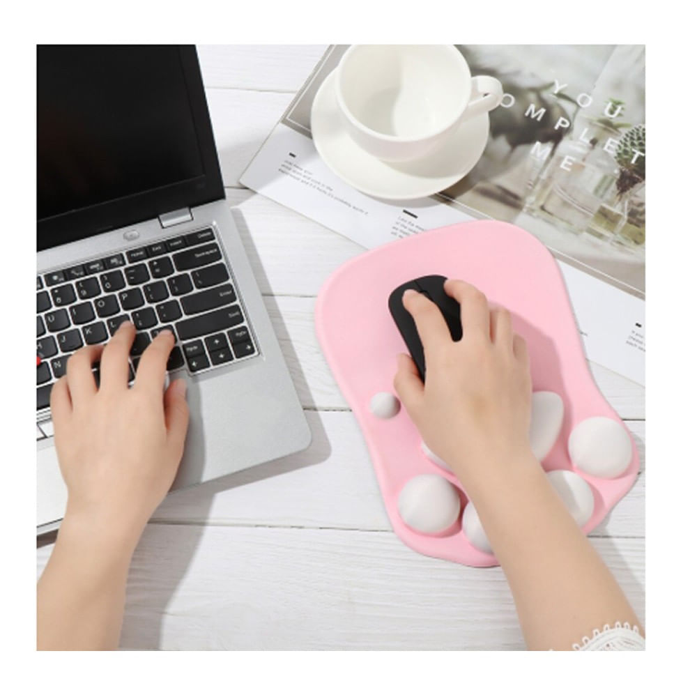 Mousepad Antideslizante Patas De Gato 27x20 Rosado Gris – imagen 5