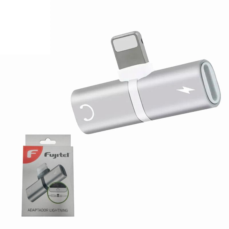 Adaptador Lightning Carga + 3.5mm Jack Fujitel Gris – imagen 3