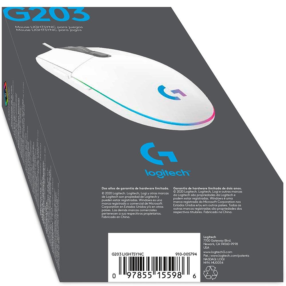 Mouse Gamer Logitech G203 Rgb Lightsync Blanco – imagen 2