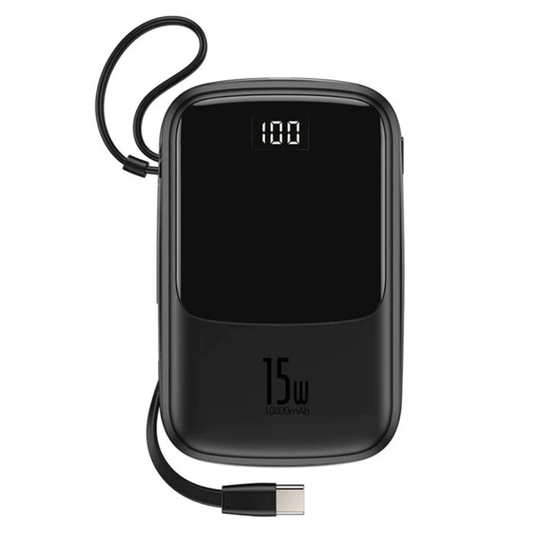 Batería Portátil Baseus 10000 Mah Tipo C 15w Mini Q Pow Negro