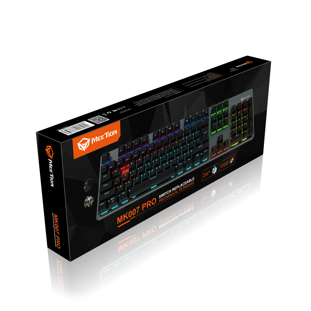 Teclado Gamer Mecánico Meetion MT-MK007 Pro Switch Blue Español Negro - vista 2