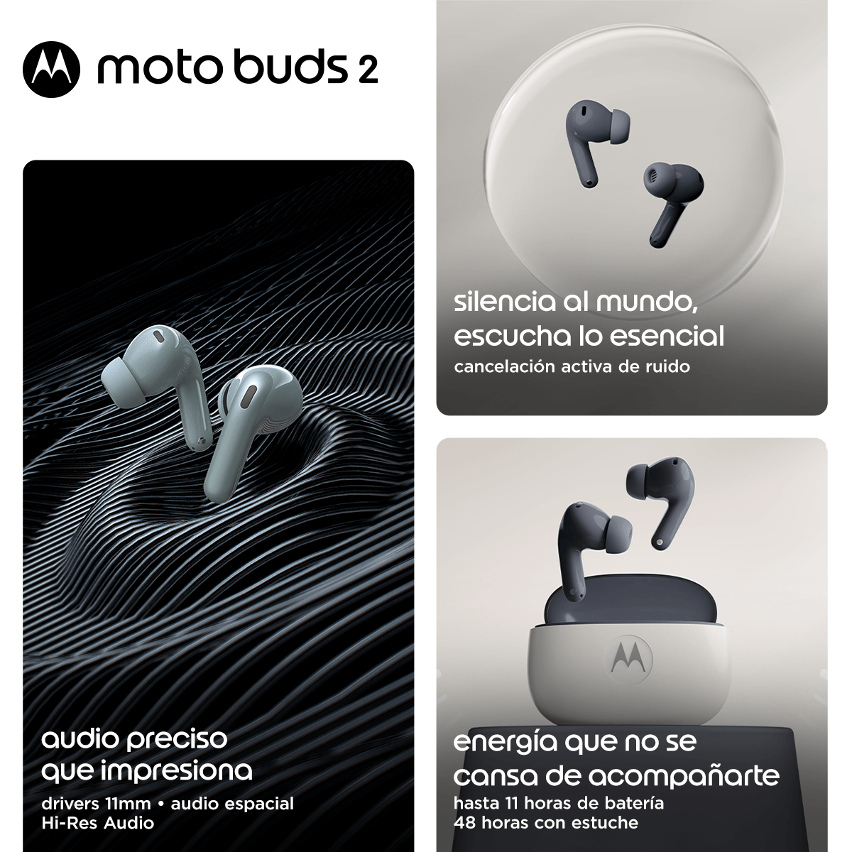 Audifonos Bluetooth Motorola Moto Buds 2 Negro – imagen 3