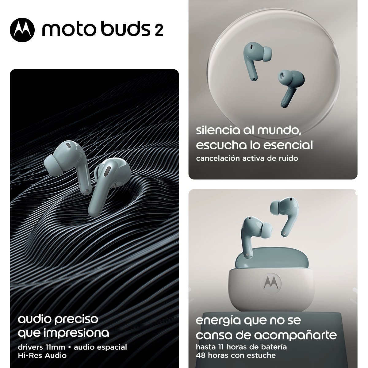 Audifonos Bluetooth Motorola Moto Buds 2 Gris – imagen 2