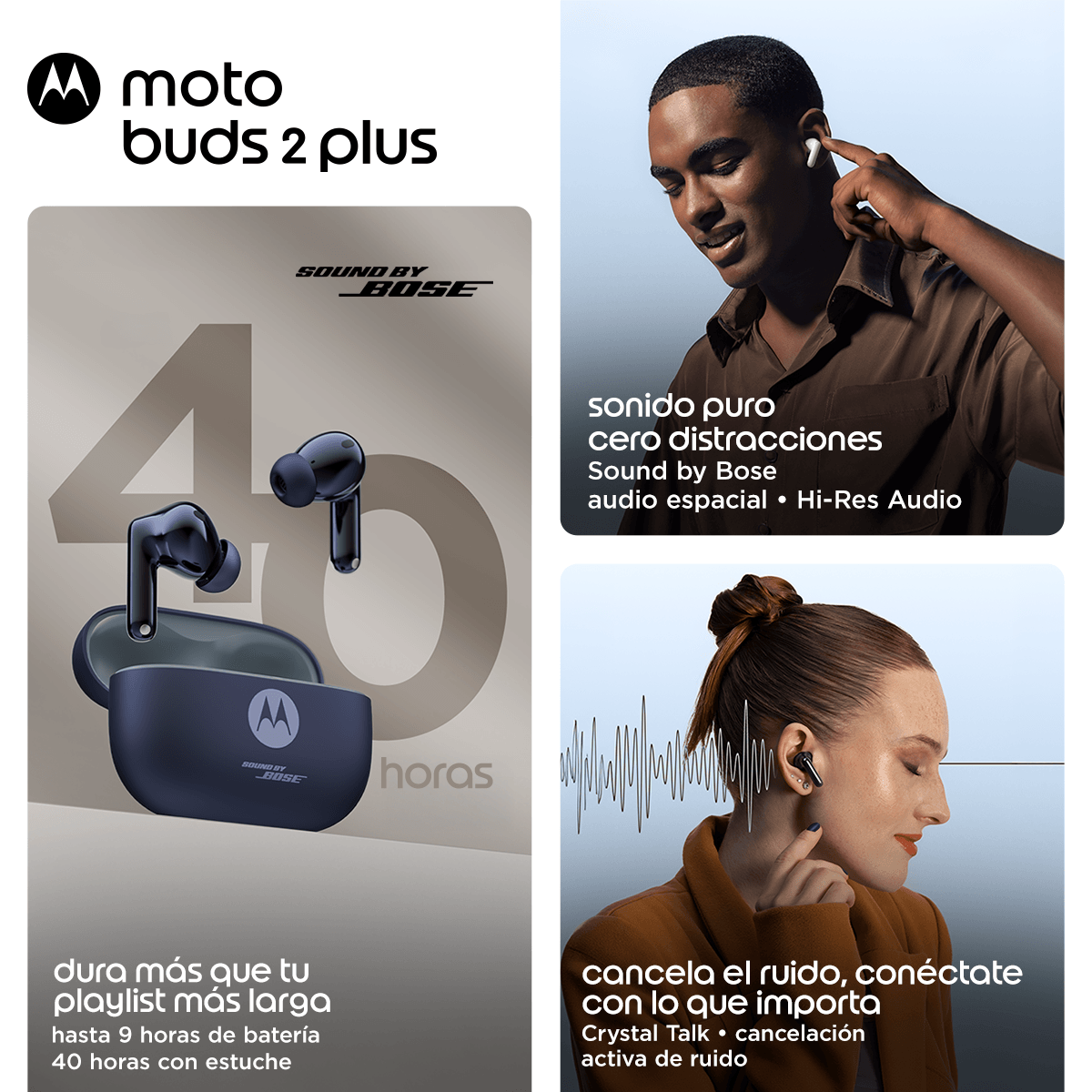 Audifonos Bluetooth Motorola Moto Buds 2 Plus By Bose Azul – imagen 2