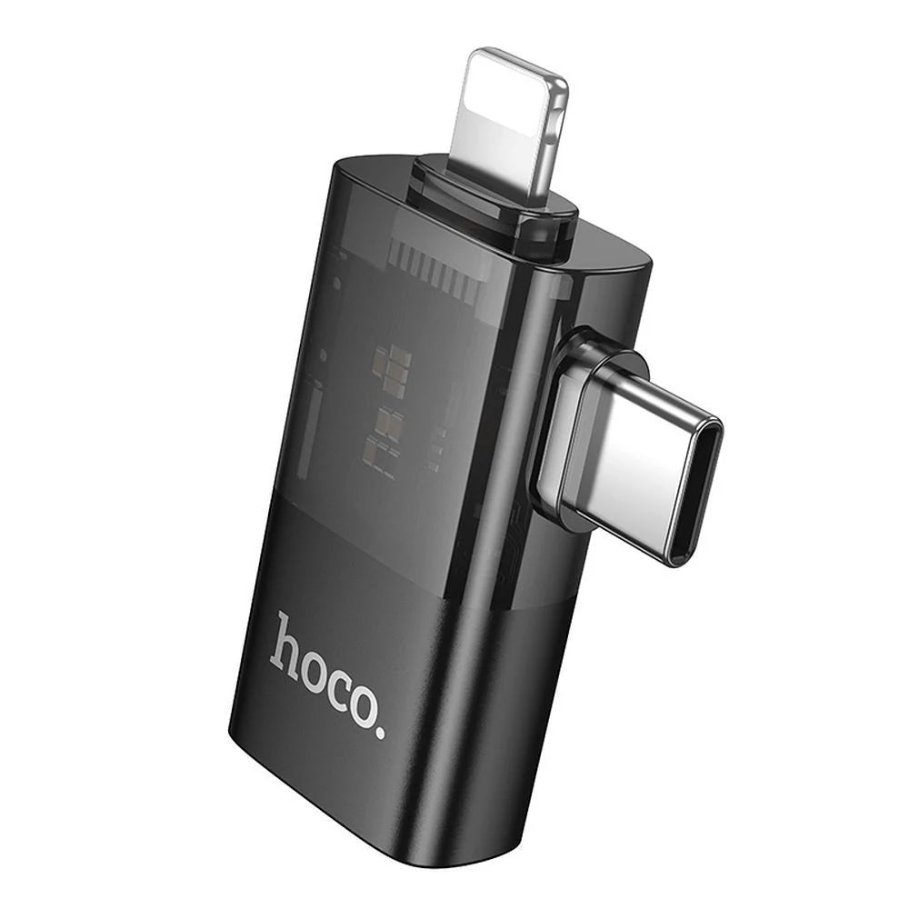 Adaptador Mini Usb a Tipo C + Lightning Hoco Ua36e Negro – imagen 2