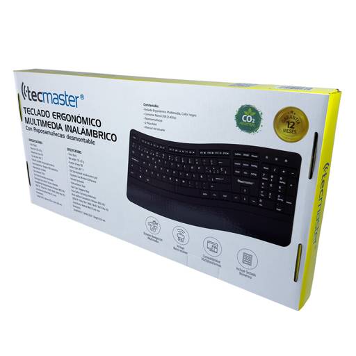 Teclado Inalambrico Ergonomico Tecmaster TM-100567 Negro – imagen 2