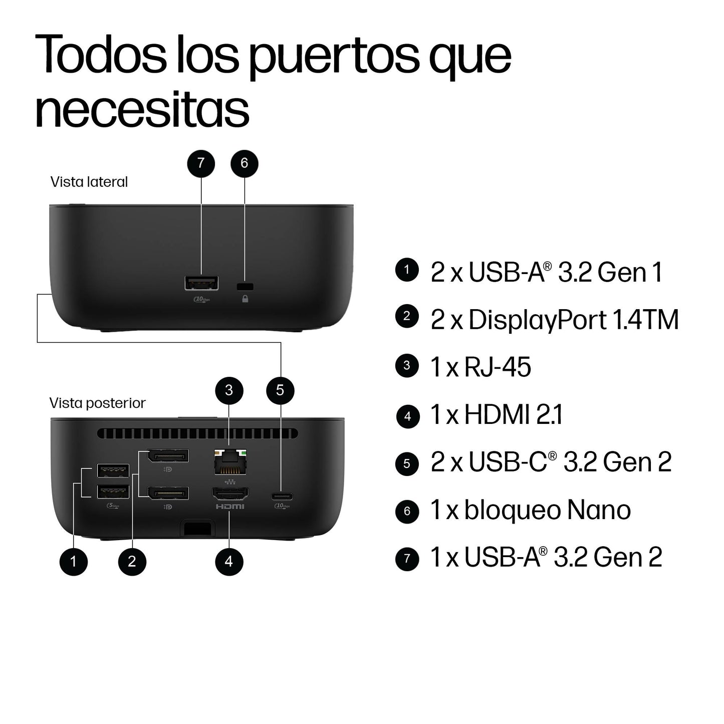 Docking Station HP USB-C G6 100W Color Negro – imagen 3