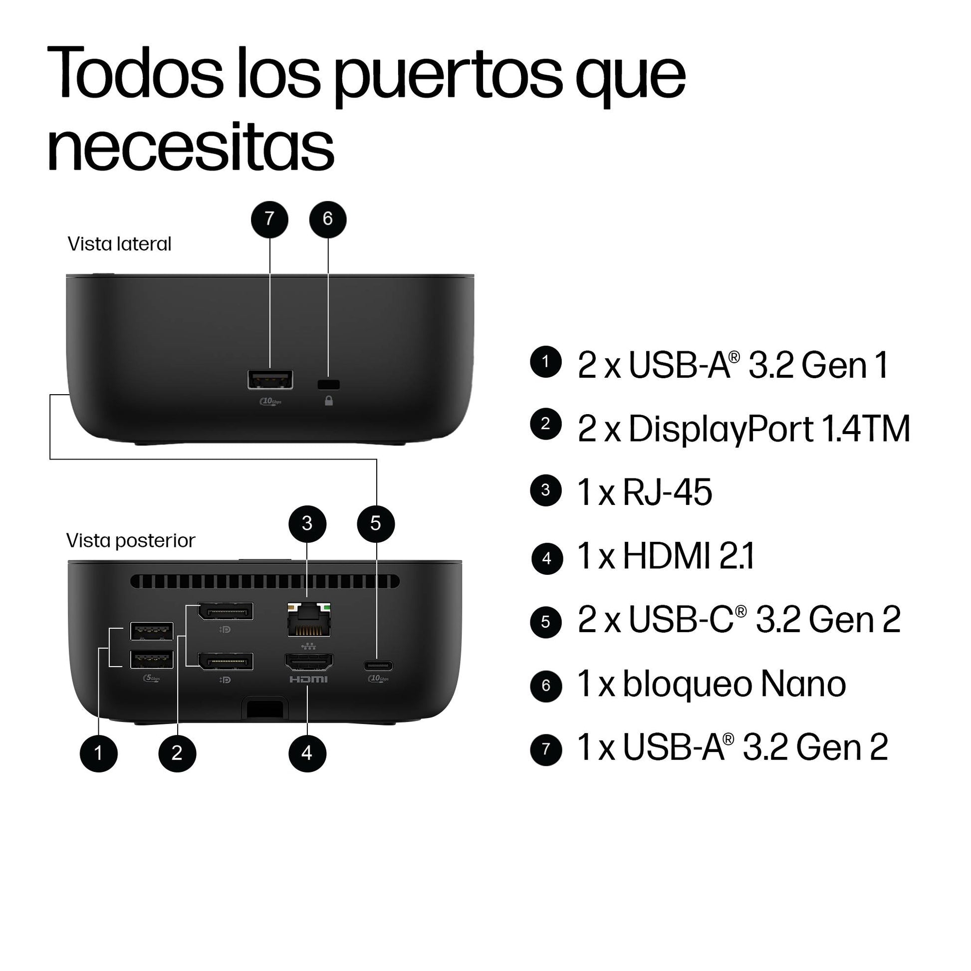 Docking Station HP USB-C G6 100W Color Negro – imagen 3