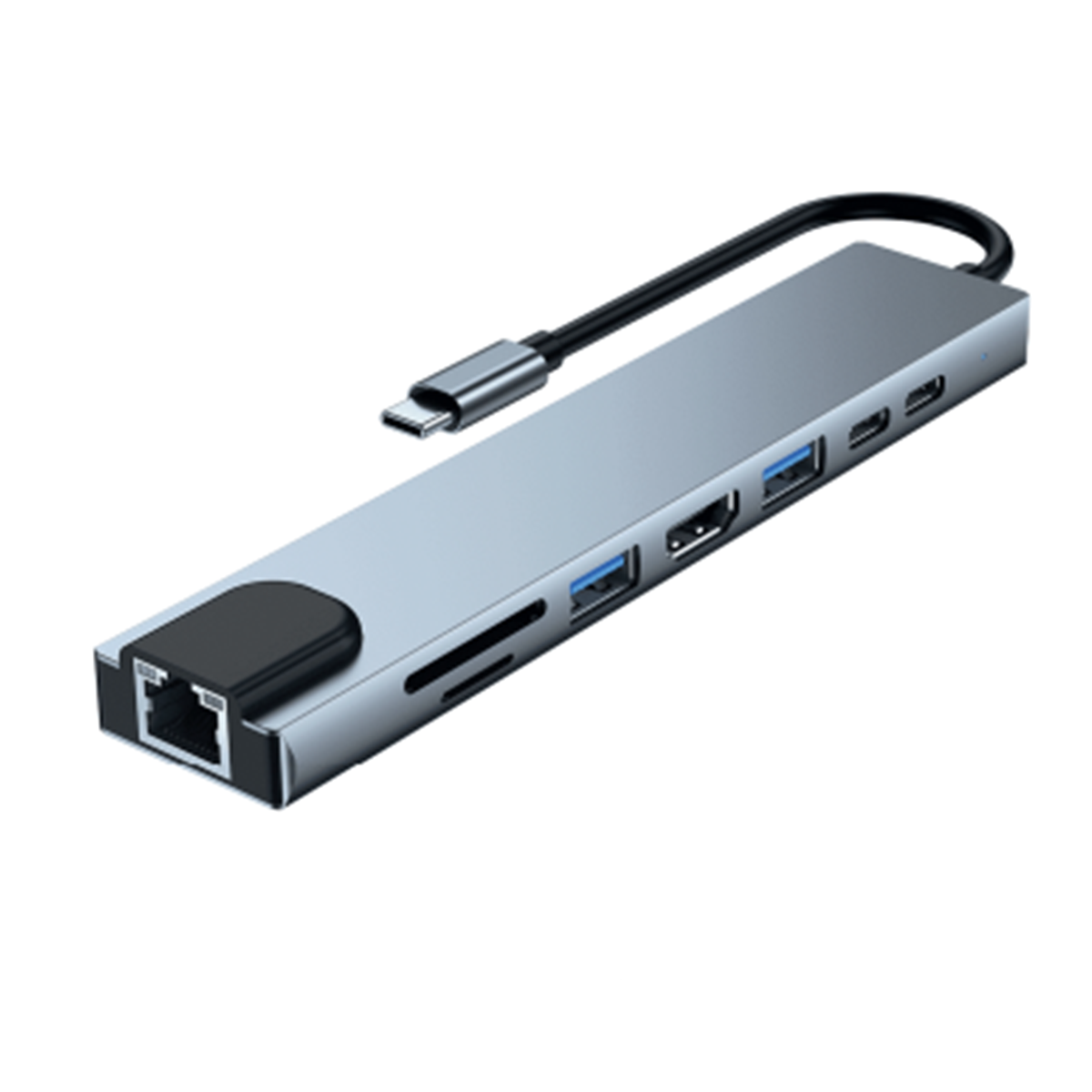 Adaptador Hub Tipo C 8 en 1 C BYL-2017L Gris