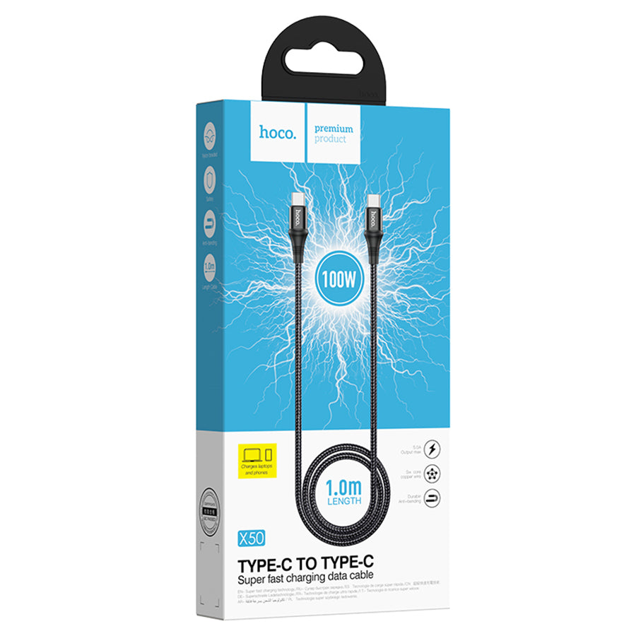 Cable Tipo C a Tipo C Hoco X50 1 Metro 100w Negro – imagen 3