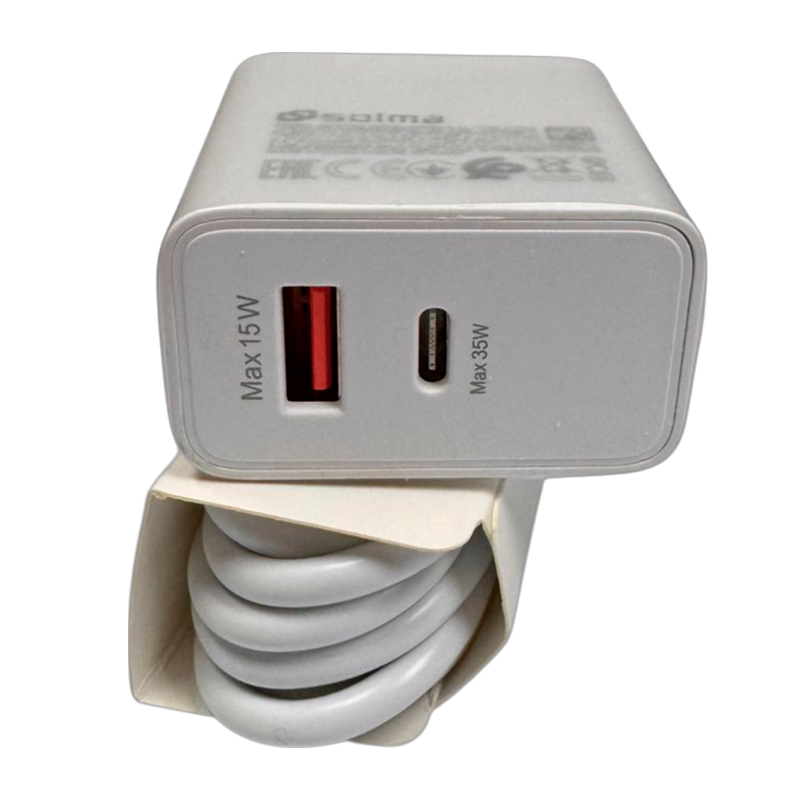 Cargador Carga Rapida Solma 120w Dual Usb + Cable Tipo C Blanco – imagen 2