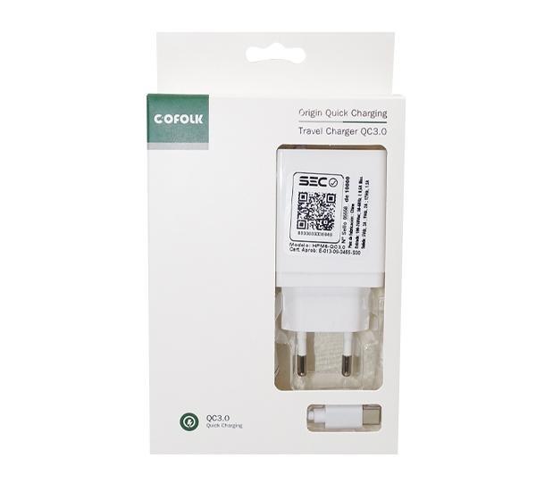 Cargador Carga Rápida Quick Charge 3.0 + Cable Tipo C Cofolk – imagen 4