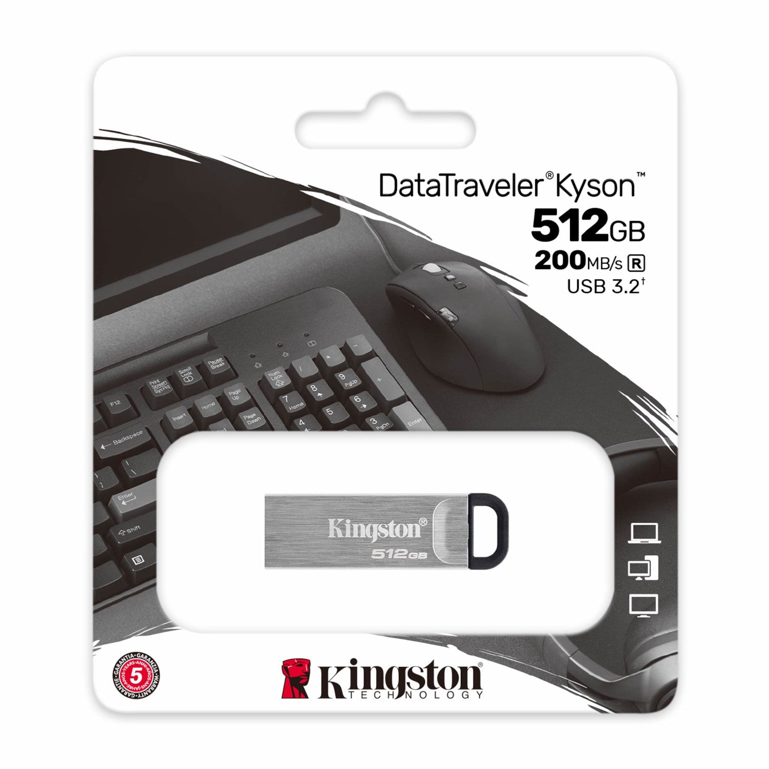 Pendrive Kingston 512 Gb Datatraveler Kyson Gris – imagen 2