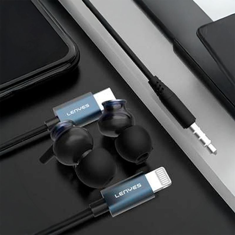 Audifonos In Ear Para Lightning Lenyes Lf188 Negro – imagen 2