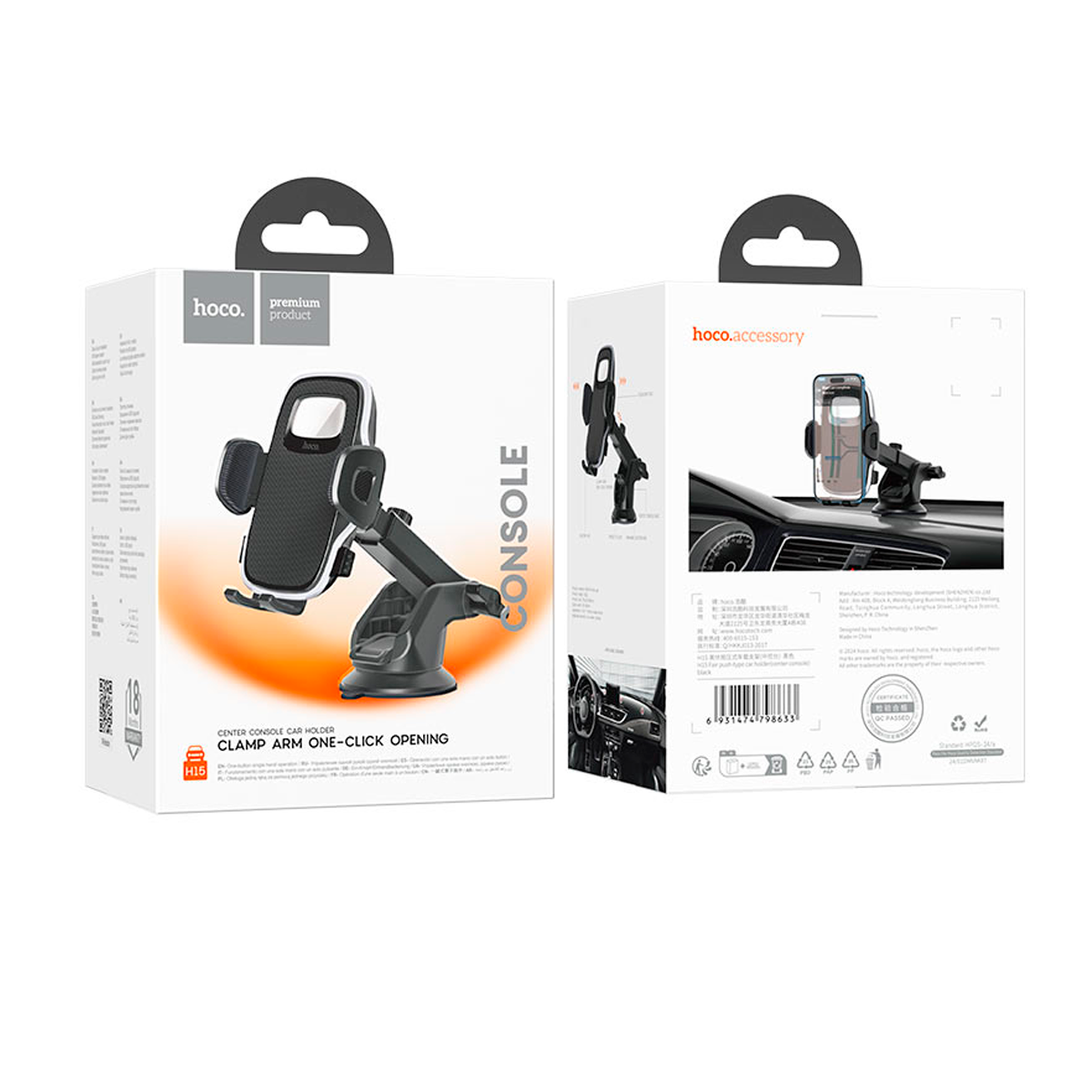 Soporte De Auto Tablero Hoco H15 Negro – imagen 2