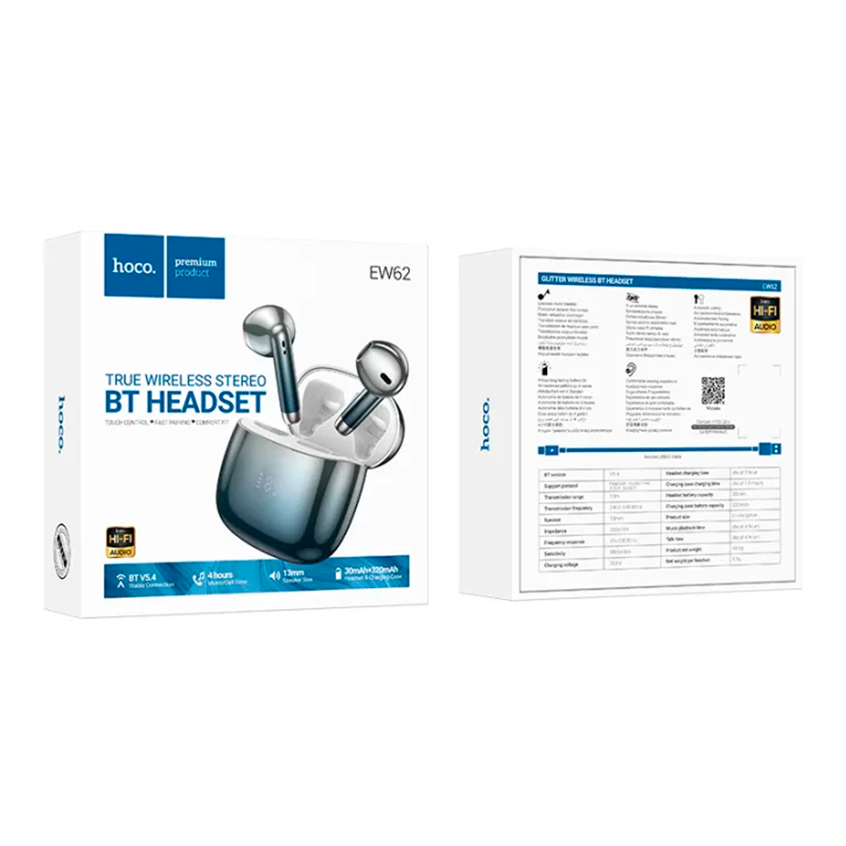 Audífonos Bluetooth Hoco Ew62 In Ear Azul – imagen 2