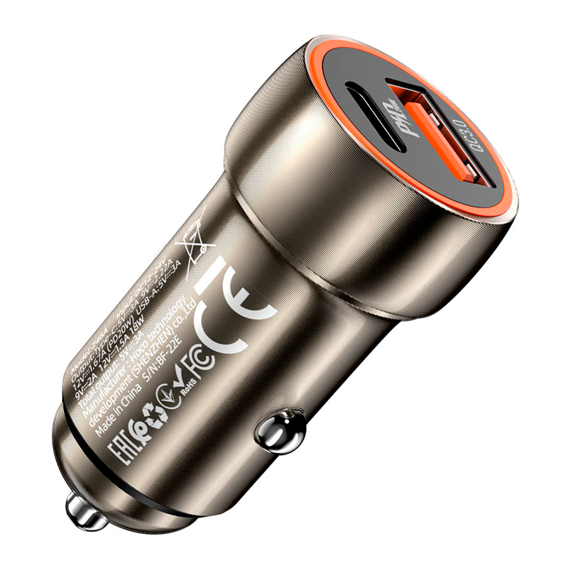 Cargador De Auto Hoco Z46a Dual Usb y Tipo C Negro – imagen 2