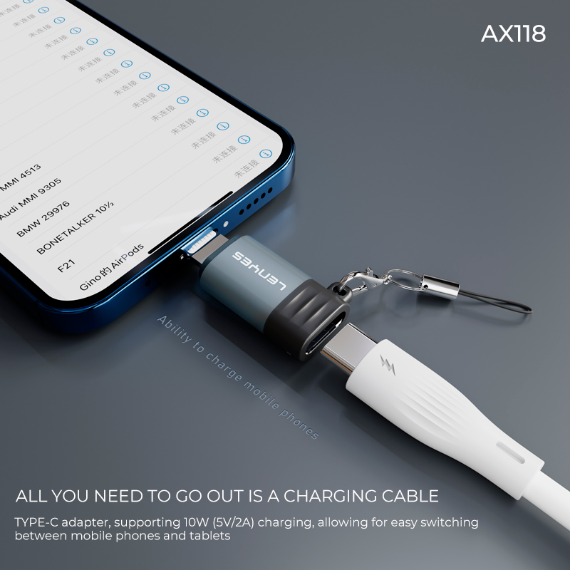 Adaptador Tipo C Para Lightning Lenyes Ax118 Gris – imagen 2
